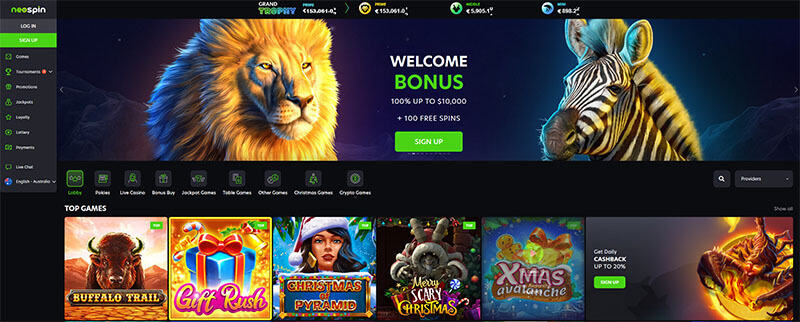 NeoSpin Casino lobby screenshot