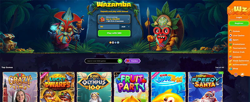 Wazamba lobby screenshot